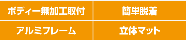 ボディー無加工取付・簡単脱着・アルミフレーム・立体マット